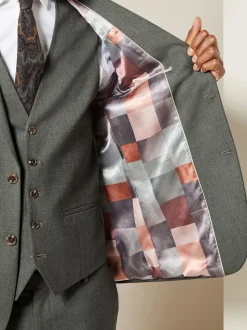 Vert marron - Slim Fit (Slim Fit) - Veste de costume stretch Motionflex