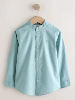 Vert minéral - Chemise Oxford à manches longues et Col mao (3-16ans)