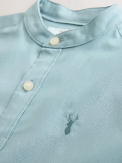 Vert minéral - Chemise Oxford à manches longues et Col mao (3-16ans)