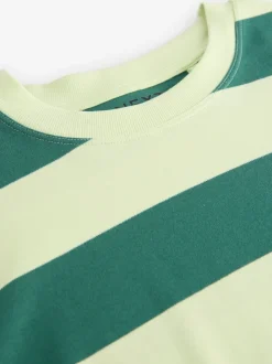 Vert Monochrome - T-shirt oversize décontracté boxy épais à col ras du cou