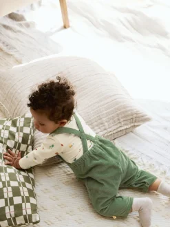 Vert motif ferme - Ensemble salopette et body en velours côtelé (0mois-2ans)