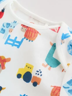 Vert motif ferme - Lot de 5 bodies bébé à manches courtes