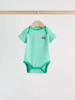 Vert motif ferme - Lot de 5 bodies bébé à manches courtes