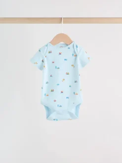 Vert motif ferme - Lot de 5 bodies bébé à manches courtes