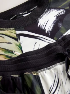 Vert motif feuilles - Pyjama confortable à manches longues