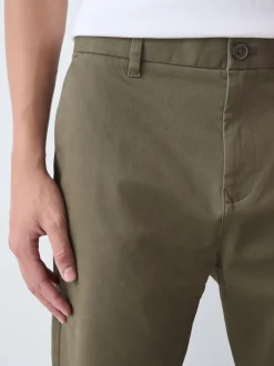 Vert olive - Ajustement droit - Pantalon chino stretch
