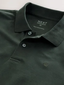 Vert olive - Ajustement régulier - Polo à manches longues en piqué