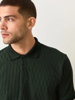 Vert olive - Ajustement régulier - Polo habillé en jacquard
