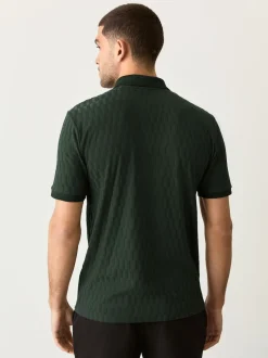 Vert olive - Ajustement régulier - Polo habillé en jacquard