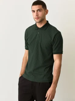 Vert olive - Ajustement régulier - Polo habillé en jacquard