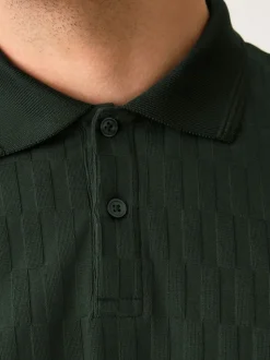 Vert olive - Ajustement régulier - Polo habillé en jacquard