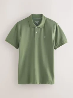 Vert olive clair - Slim Fit (Slim Fit) - Polo Manches courtes Pique