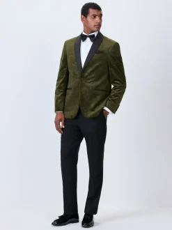 Vert olive motif paisley - Ajustement régulier - Blazer en velours à motifs