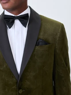 Vert olive motif paisley - Ajustement régulier - Blazer en velours à motifs