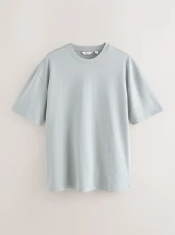 Vert olive/gris glace/orange rouille - Coupe ample - T-shirt épais 3 Pack