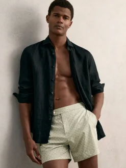 Vert pistache - Short Reiss Caprio imprimé géométrique de bain