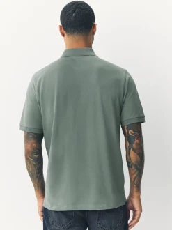 VERT SAUGE - Ajustement régulier - Polo Manches courtes Pique