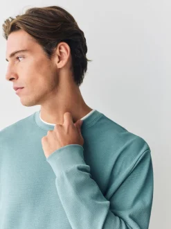 VERT SAUGE - T-shirt à manches longues avec faux col rond