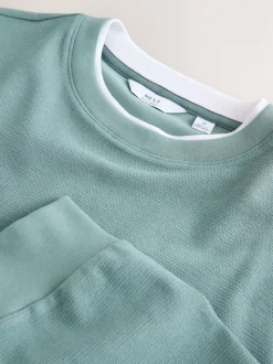 VERT SAUGE - T-shirt à manches longues avec faux col rond