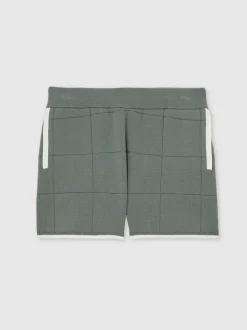 Vert sauge foncé - Short Reiss Barbor en maille à surpiqûres