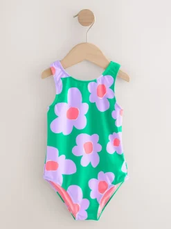 Vert Stampy Fleuri - Maillot de bain (3mths-7yrs)