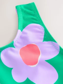 Vert Stampy Fleuri - Maillot de bain (3mths-7yrs)