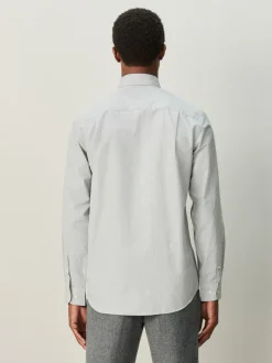 Vert texturé - Chemise habillée à manches longues riche en coton