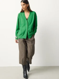 Vert vif - Cardigan ultra-doux à col en V avec poches