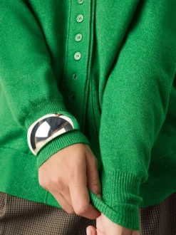 Vert vif - Cardigan ultra-doux à col en V avec poches