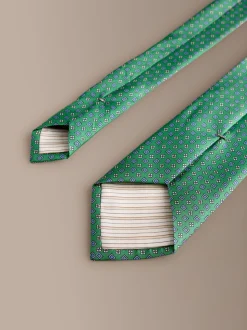 Vert vif - Cravate géométrique en soie Signature italienne