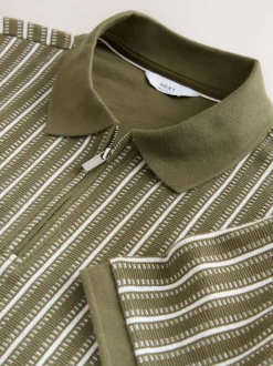 Vert/Blanc - Polos à quart de tour Vertical Rayure