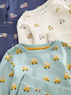 Vert/Bleu Transport - Lot de 3 pyjamas Snuggle courts (9mois-10ans)