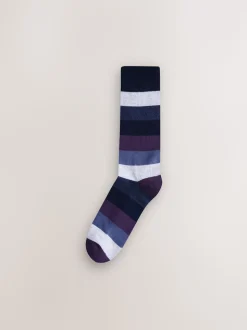 Vert/bleu/gris - Lot de 10 paires de chaussettes confortables rayées à semelle rembourrée