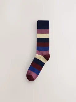Vert/bleu/gris - Lot de 10 paires de chaussettes confortables rayées à semelle rembourrée