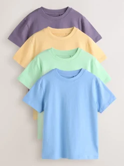Vert/bleu/jaune/violet - Lot de 4 t-shirts à manches courtes (3-16 ans)