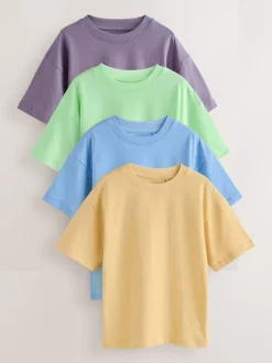 Vert/bleu/jaune/violet - Lot de 4 t-shirts à manches courtes (3-16 ans)