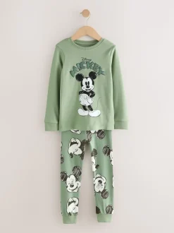 Vert/écru Mickey Mouse - Lot de 3 pyjamas Snuggle sous licence (9mois -10ans)