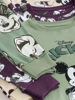Vert/écru Mickey Mouse - Lot de 3 pyjamas Snuggle sous licence (9mois -10ans)