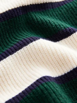 Vert/Écru Rayure - Chemises de rugby en maille (3-16ans)