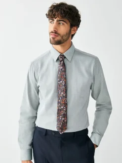 Vert/fleuri - Ajustement régulier - Ensemble chemise et cravate