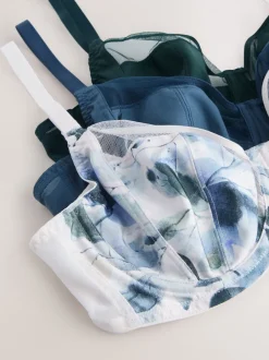 Vert/marine/bleu marine imprimé - DD Lot de soutiens-gorge 3 sans rembourrage pleins avec maintien latéral