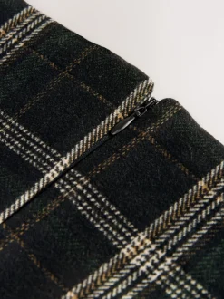 Vert/Noir - Jupe crayon brossée à carreaux