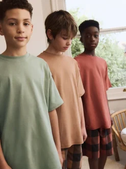 Vert/orange - Pyjama court à carreaux tissés 3 Pack (3-16ans)