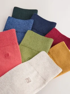 Vert/Rouge/Bleu - Lot de 8 - Chaussettes fraîches brodées durables