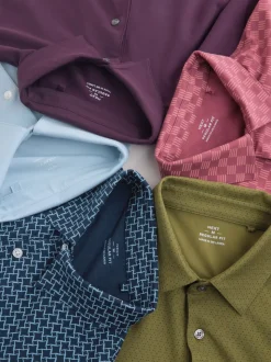 Vert/violet/bleu géométrique - Ajustement régulier - Polo en jersey Manches courtes 5 Pack