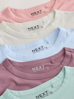 Vert/violet/bleu/écru/rose - T-shirt à manches longues en coton 100% 5 Pack