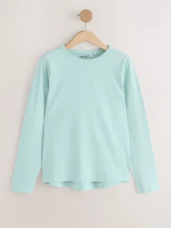 Vert/violet/bleu/écru/rose - T-shirt à manches longues en coton 100% 5 Pack