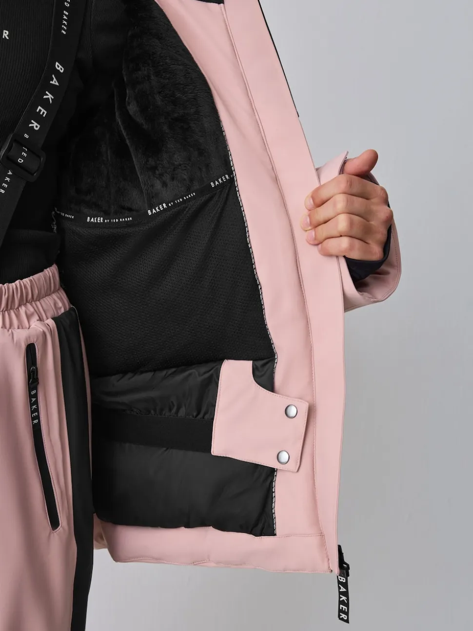 Veste de ski Baker by Ted Baker imperméable rose à ceinture