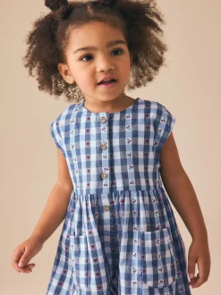 Vichy bleu - Combinaison trapèze (3mois-7ans)