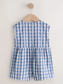 Vichy bleu - Combinaison trapèze (3mois-7ans)